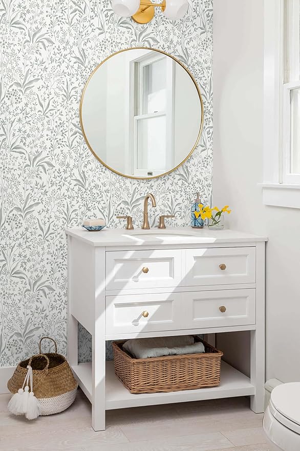 Heroad Peel and Stick Wallpaper Boho Floral Contact Paper 17.3''x196'' Leaf Wall Paper Removable Self Adehsive Wallpaper for Cabinets Drawers Bedroom Kitchen Bathroom Waterproof Decor Vinyl Roll