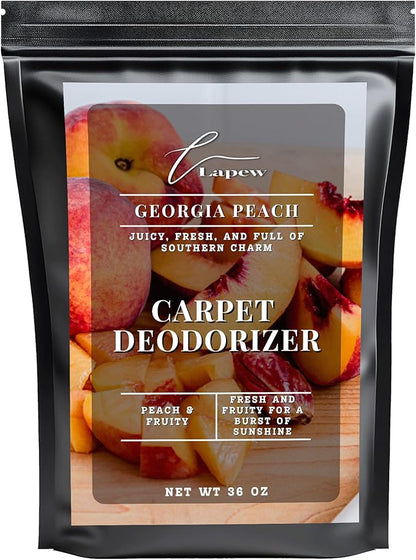 Lapew Georgia Peach Carpet Deodorizer Powder - Pet Safe Freshener for Vacuuming | Scented Odor Eliminator for Home | 36 oz