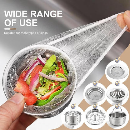 300 Pack Kitchen Sink Strainer Mesh Bags – Anti-Clogging Disposable Sink Drain Covers that Trap Food Scraps, Leftovers, Hair & Debris. Ultra-Fine Sink Filter Nets Fit Most Sink Strainers.