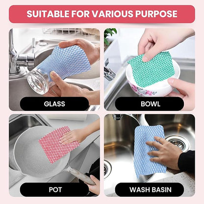 50 Count Disposable Cleaning Cloths, Red - 13.8"x15.8" Ultra Absorbent Towels for Kitchen, Stove & Bathroom - Multi-Purpose Soft Dish Cloths