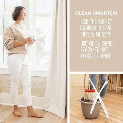 Quick Shine Hardwood Floor Cleaner Daily Care 24oz, 6Pk | Naturally Cleans Dirt & Scuff Marks | Dirt Dissolving, Streak Free, No Rinse & Ready to Use | Spray, Wipe, Done! | Safer Choice Cleaner
