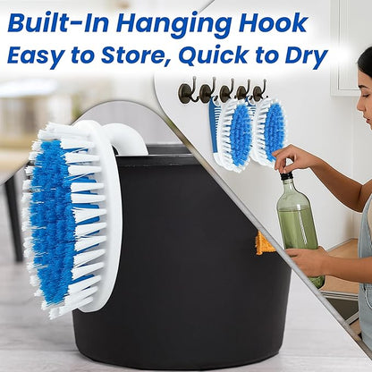 PHYEX Scrub Brush, 2 Size Household Cleaning Brushes with Stiff Bristles, Scrubbing Brush for Carpet, Shower, Bathtub, Kitchen, Pool Tile, Bathroom Scrubber