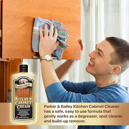 Parker & Bailey Kitchen Cabinet Cream, Multi Surface Cleaner & Furniture Cleaner, Quick Shine Wood Restorer & Protector for Cabinets, Tables & Surfaces, Renews & Restores a Finish for Wood, 16oz