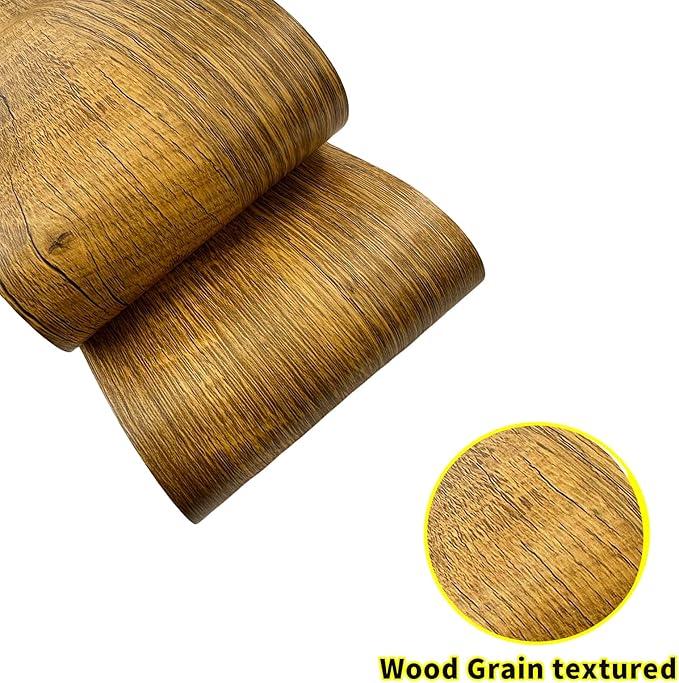 Teemall 10M Black Wood Grain Removable PVC Waterproof Border Wall Decor Removable Self Adhesive Kitchen Bathroom Tiles Sticker Wallpaper 4.2x390 (Yellow, 4" x 390")