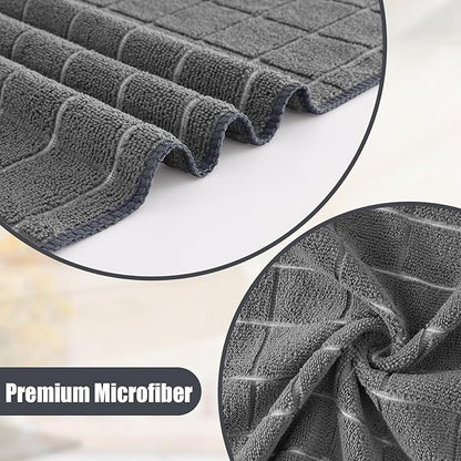 Homaxy Microfiber Kitchen Towels and Dishcloths Set, 20 Pack Soft and Absorbent Dish Hand Towels Bulk, 28 x 16 Inch & 12 x 12 Inch Quick Drying Rags for Washing Dishes, Grey