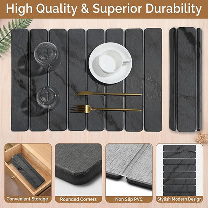 2 PCS Stone Dish Drying Mat for Kitchen Counter,Quick Dry Stone Dishes Mats,Marbled Water Absorbing Diatomaceous Earth Drying Pad for Countertop Bottles Utensils Cups（Dark Gray 20"×14" & 8"x4"）