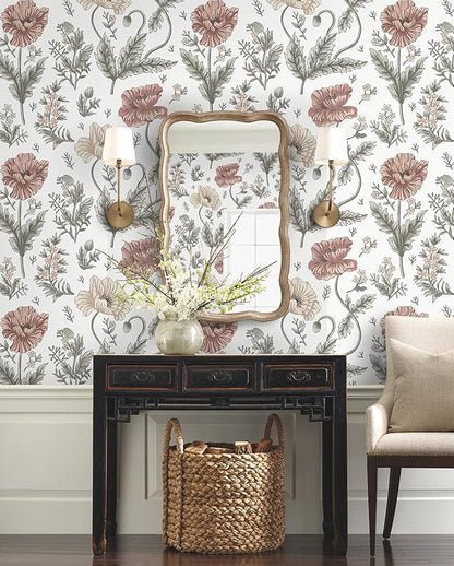 Timeet Floral Peel and Stick Wallpaper Self Adhesive Removable Wallpaper 16"x78.7" Wall Mural for Bedroom Bathroom Wall Decor