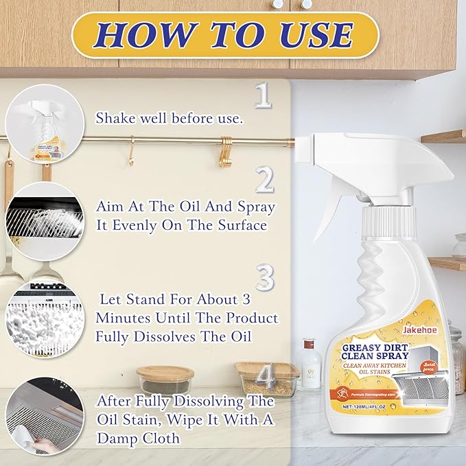 Kitchen Heavy Duty Cleaner Spray,All-Purpose Oil Stain Cleaner,Kitchen Oil Remover Degreaser Spray,All-Purpose Cleaner and Degreaser,Grease Bathroom