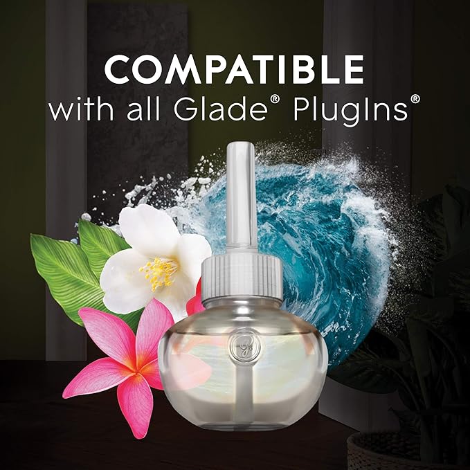 Glade PlugIn Plus Air Freshener Starter Kit, Scented Oil for Home and Bathroom, Aqua Waves, 0.67 Fl Oz, 1 Warmer + 1 Refill (Pack of 2)