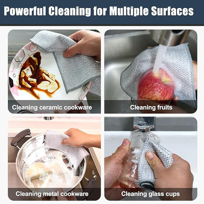 Navona 12 Pcs New Upgrade Steel Wire Dishcloth,Dry and Wet Dual-Use Steel Wire Cleaning Cloth,Powerful Cleaning Non-Scratch Wire Dishcloth Rag for Cookware, Sinks, Dishes, Stove Tops