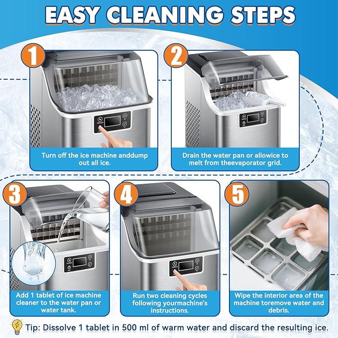 Ice Machine Cleaner Tablet, 36 Pack Ice Maker Cleaner for Crystal Clear Ice, Ice Machine Descaler Tablet for Most Countertop, Portable and Commercial Ice Machine,Remove Hard Water and Mineral Buildup