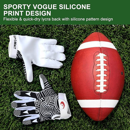 Youth Football Gloves Kids Silicone Grip Receiver Gloves with Super Stick Ability for Best Game Experience