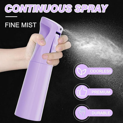 IMPORX Continuous Spray Bottle for Hair 2 Pack (10.1oz/300ml) Home Essentials Spray Bottles for Cleaning Empty Ultra Fine Water Mister Sprayer for Hairstyling Garden Plants Curly Hair Perfume, Purple