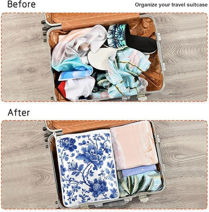 Mesh Laundry Bags Lingerie Bags for Washing Delicates 2 PCS Durable Wash Bag with Zipper Small and Medium Washable Blue and White Flowers Leaves