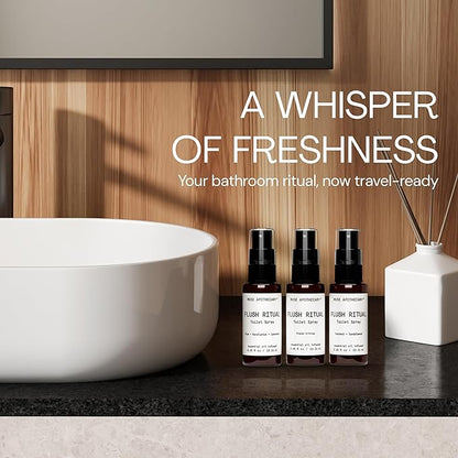 Muse Apothecary Flush Ritual - Aromatic & Refreshing Toilet Spray, Use Before You Go, Infused with Natural Essential Oils - Aloe + Eucalyptus + Lavender - Travel Size Mini Collection, 0.45 oz, 3 Pack