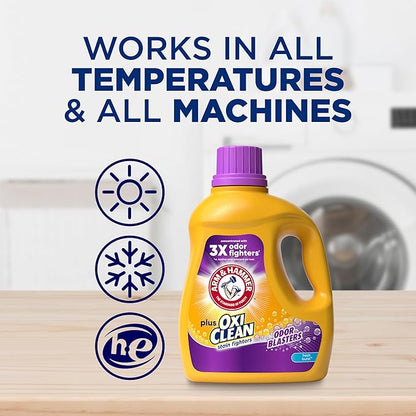 ARM & HAMMER Plus OxiClean Odor Blasters Fresh Burst,77 Loads Liquid Laundry Detergent,100.5 Fl oz,(Pack of 2)