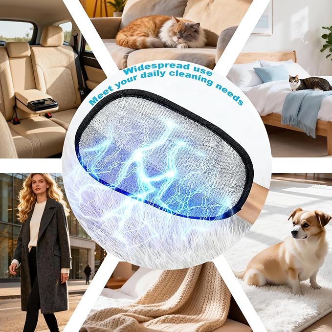 Pet Hair Removal Tool for Cats & Dogs, 2025 New Upgraded Electrostatic Gloves for Pet Hair, Reusable Pet Hair Remover Tool for Couch, Furniture, Carpet, Curtain & Car Seat (Black)