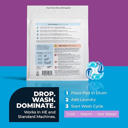 PowerPax 5-in-1 Laundry Detergent Pods, 36 Count Concentrated Enzyme Clean pods for Stain Removal, Odor Control, Fabric Softening & Color Care, Linen Fresh