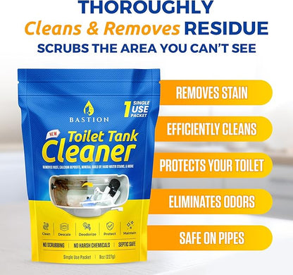 Bastion Toilet Tank Cleaner, Single Use 8oz (227g) Packet (*Not For Toilet Bowl*) Removes Rust, Calcium Deposits, Mineral Build Up, & Hard Water Stains