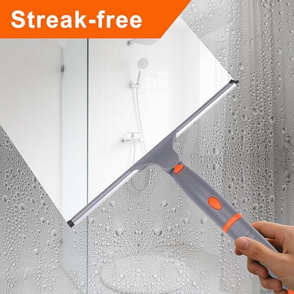 All Purpose 12 inch Shower Squeegee with 2pcs Rubber Wiper Blade BITOPE Window Squeegee Soft Safe to Clean Shower Door Bathroom Car Windshield Glass Mirrors
