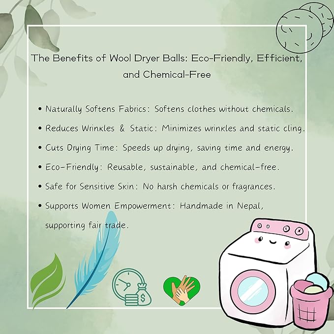Wool Dryer Balls (Pack of 3) - Natural Fabric Softener, Reusable, Reduces Wrinkles, Saves Drying Time - Superior to Plastic Balls and Liquid Softener-Laundry Dryer Ball