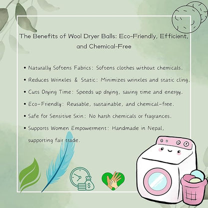 Wool Dryer Balls (Pack of 3) - Natural Fabric Softener, Reusable, Reduces Wrinkles, Saves Drying Time - Superior to Plastic Balls and Liquid Softener-Laundry Dryer Ball