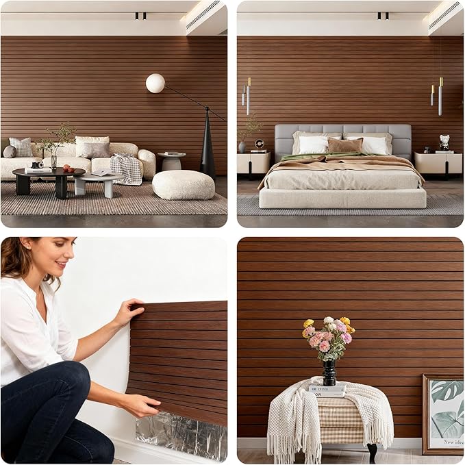 3D Wall Panels Peel and Stick – 15.74"x 24FT PVC Faux Wood Grain Texture, Self Adhesive Waterproof Wall Covering, DIY Accent Wall, Sofa Background Backsplash & Modern Home Decor, Covers 31.5 sq.ft