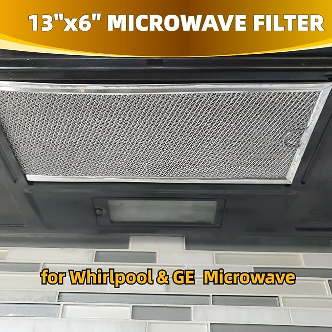 13" x 6" Microwave Grease Filter Replacement for Whirlpool GE WB06X10596 W10208631A Microwave Oven vent Filter Pack 2