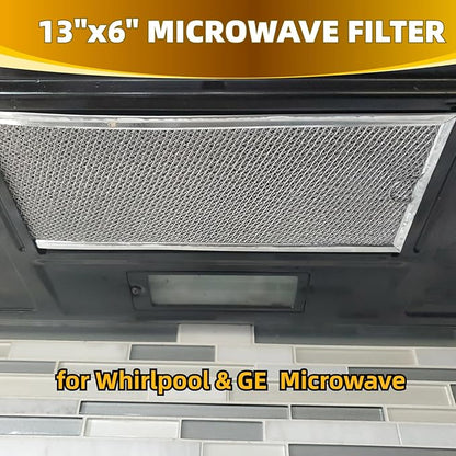 13" x 6" Microwave Grease Filter Replacement for Whirlpool GE WB06X10596 W10208631A Microwave Oven vent Filter Pack 2