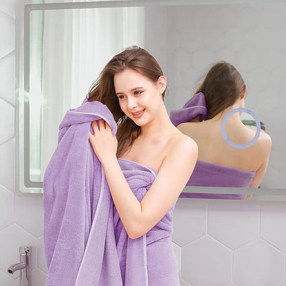GraceAier Microfiber Bath Towels 4 Pack, 28x56 Inch Coral Velvet Quick Dry Towel Set, Highly Absorbent, Ultra Soft & Lint-Free for Bathroom, Gym, Travel and Swim-Purple