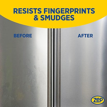 Zep Plus Stainless Steel Cleaner 32 oz (2 Units) & a Blue Microfiber Rag ECBD022 - Streak-Free Fingerprint Removal for Stainless Steel Appliances