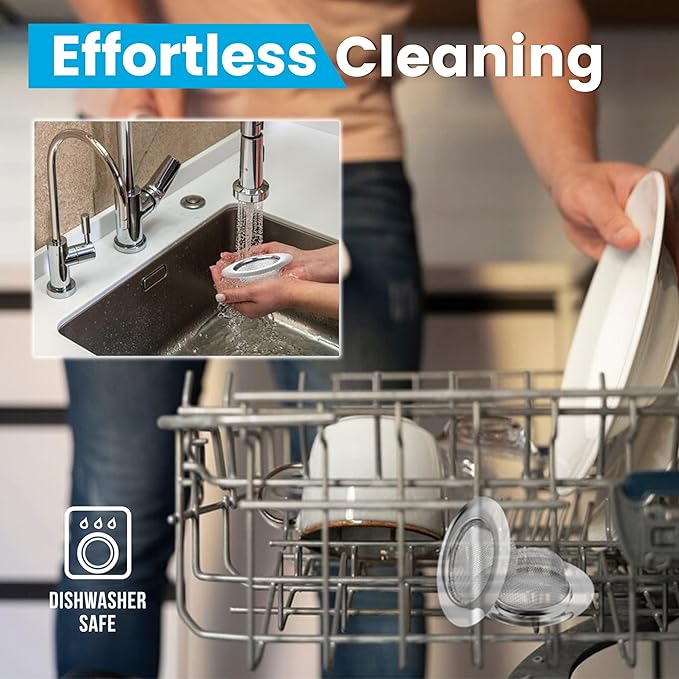 2 PCS Stainless Steel Sink Strainer with Large Wide Rim 4.5" Diameter, Mesh Metal Drain Strainer, Fine Mesh Kitchen Sink Strainer, Hair Basket Drain - Fits Most Kitchen Sink