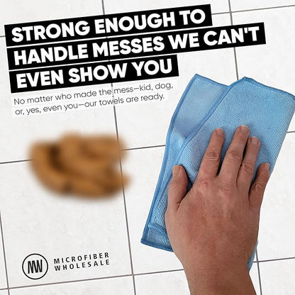 Microfiber Wholesale Black Microfiber Cleaning Cloth - 12 Pack | Better Quality All Purpose Towels Great for Messes in The Home | Clean, Dust, Polish | Soft, Absorbent, Durable | Wash 100s of Times