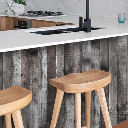 Yun-aeon 17.3"x 1200"Natural Wood-Dark Grey Wood Contact Paper Peel and Stick Wallpaper Self Adhesive Removable Vintage Faux Wood Wall Paper Plank Shelf Home Decoration Kitchen Counter Cover Use