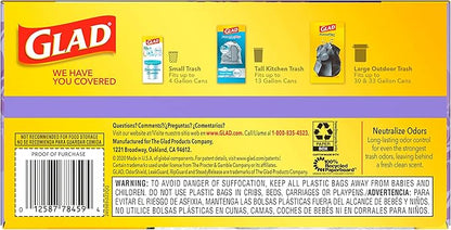 Glad Trash Bags, ForceFlex Tall Drawstring Garbage Bags, 13 Gallon White Trash Bags for Tall Kitchen Trash Can, Mediterranean Lavender with Febreze Freshness to Eliminate Odors, 40 Count (Pack of 2)