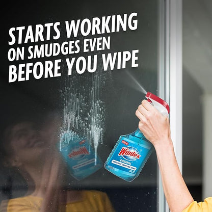 Windex Refill Glass and Window Cleaner Bottle, Bottle Made from 100% Recycled Plastic, Surface Cleaning Spray, Original Blue Scent, 2L (67.6 Fl Oz)