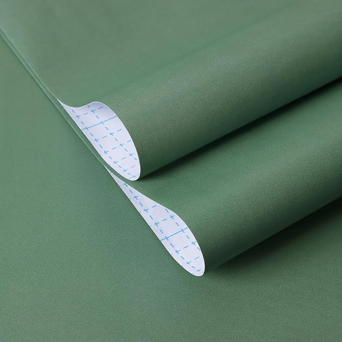HeloHo Solid Green Wallpaper Matte Textured Peel and Stick Wall Paper Modern Self Adhesive Removable Waterproof Contact Paper for Living Room Bedroom Decor 394"X15.7"
