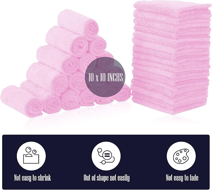 32 Pack Baby Washcloths - 10x10 Inch, Microfiber Baby Towel - Absorbent and Soft Baby Wash Clothes for Newborns, Infants and Toddlers - Quick Dry Baby Boys and Girls face Towel - Frozen Berry