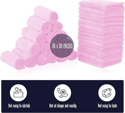 32 Pack Baby Washcloths - 10x10 Inch, Microfiber Baby Towel - Absorbent and Soft Baby Wash Clothes for Newborns, Infants and Toddlers - Quick Dry Baby Boys and Girls face Towel - Frozen Berry