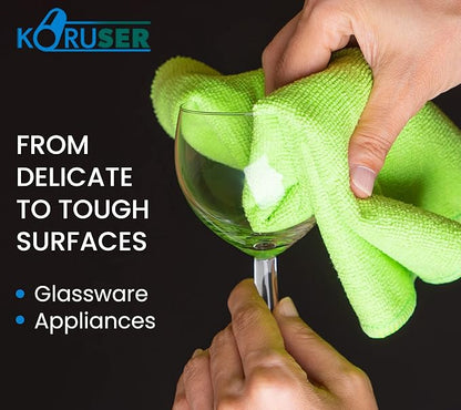 Microfiber Cleaning Cloths - Reusable and Washable - Multi Purpose Indoor/Outdoor Cleaning/Dusting/Polishing on Kitchen/Bathroom/Auto Surfaces (12 Pack/High Grammage)