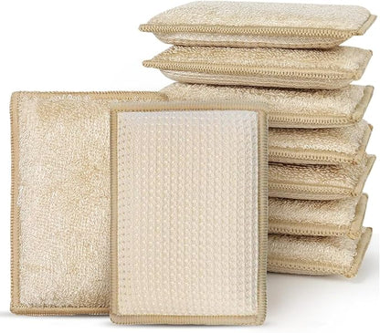 Bamboo Sponges for Dish Washing Reusable Dish Sponge Multi Use Kitchen Sponges Non-Scratch Reusable Cleaning Pads for Dishes, Pots and Pans, Pack of 5