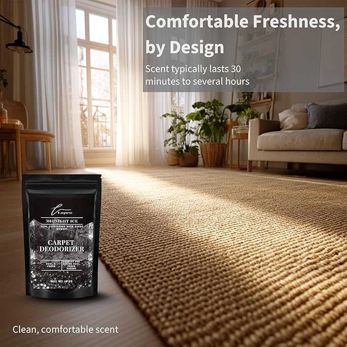 Lapew Midnight Ice Carpet Deodorizer Powder - Pet Safe Freshener for Vacuuming | Scented Odor Eliminator for Home | 16 oz