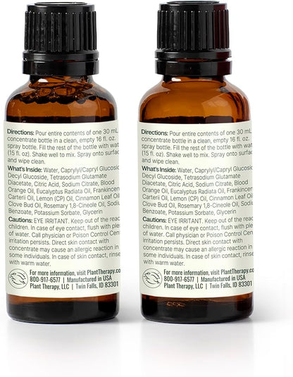 Plant Therapy Germ Fighter Blend All Natural Multi-Surface Cleaner Concentrate, Use to Clean Countertops, Stovetops, Tile, Microwave, 30 mL (2-Pack)