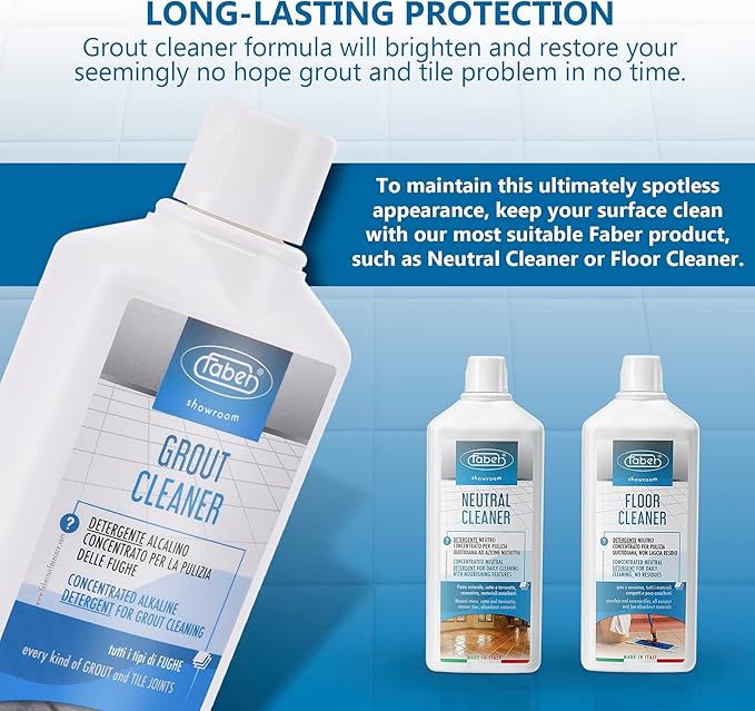 FABER Grout Cleaner, Heavy Duty Grout Cleaner for Every Kind Grout and Tile Joints - Friendly and Safe Cleaner - Removes/Deep Cleans Dirt, Grease, & Grime - Safe for All Alkali-Resistant Surfaces