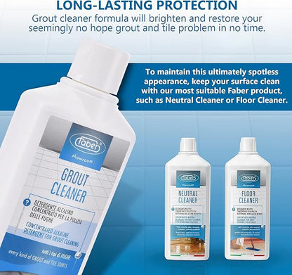 FABER Grout Cleaner, Heavy Duty Grout Cleaner for Every Kind Grout and Tile Joints - Friendly and Safe Cleaner - Removes/Deep Cleans Dirt, Grease, & Grime - Safe for All Alkali-Resistant Surfaces