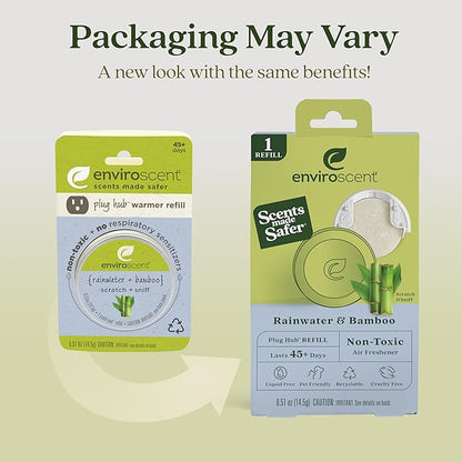 Enviroscent Non-Toxic Air Freshener Paper Refills - Compatible with Enviroscent Plug Hub® Warmer Kit - Home Fragrance Lasts Up to 90 Days - Rainwater & Bamboo Scent (Pack of 2)