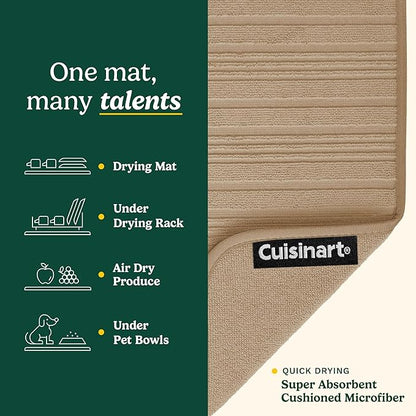 Cuisinart Dish Drying Mats for Kitchen Counter - (2) 18" x 24" Ultra Absorbent Dish Drying Mat XL - Foldable, Machine Washable, Fast Drying Dish Mat (Horizontal Stripes)