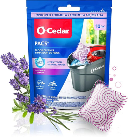 O-Cedar EasyWring Microfiber Spin Mop & Bucket Floor Cleaning System + 2 Extra Mop Head Replacements with Lavender Pac (Variety Pack)