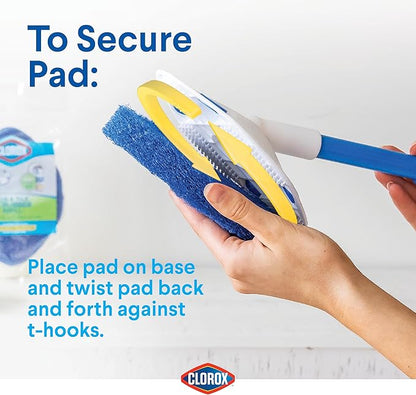 Clorox Extendable Tub & Tile Scrubber Refill, Diamond-Shaped Head Replacement Scrubber Pad, Blue