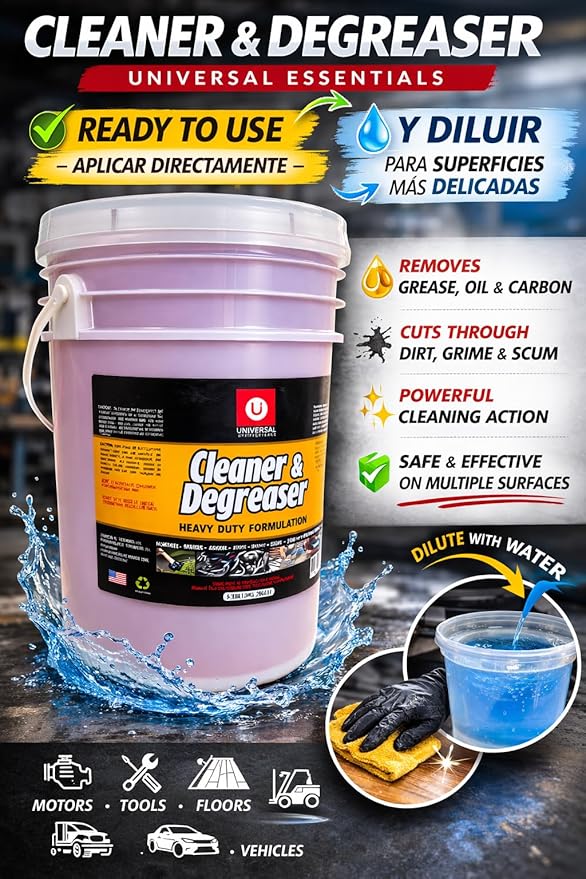 Heavy Duty Degreaser-Industrial Strength Cleaner for Kitchen, Oven, Grill & Engine-Remove Grease, Oil, Carbon & Grime-Ready to Use (5 Gallons/Pail)